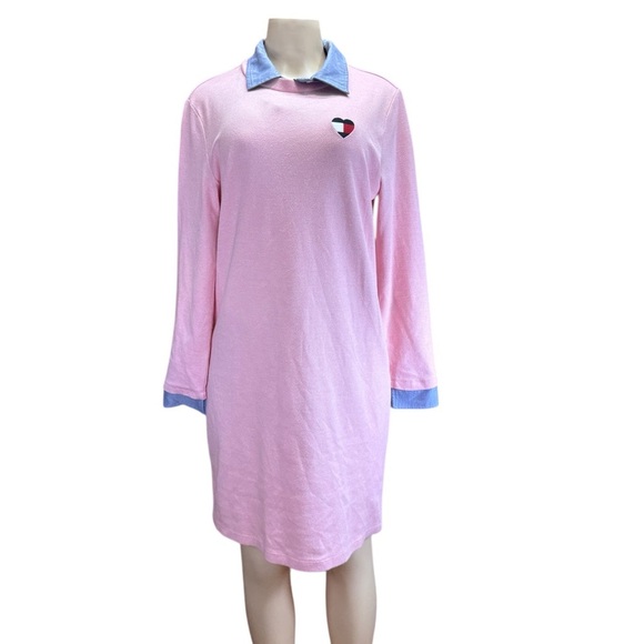 Tommy Hilfiger. Pink Long Sleeve Polo Collar Dress - Picture 3 of 6